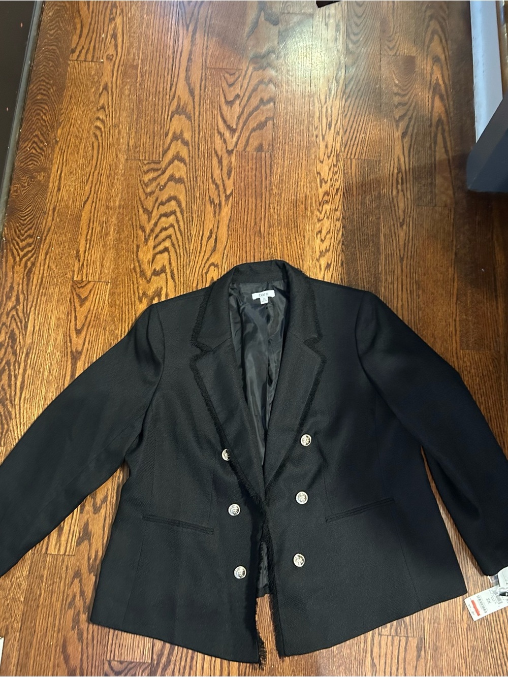 Bar III Black Textured Blazer with Button Accents